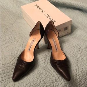 Genuine Manila Blahnik brown leather heels 37.5
